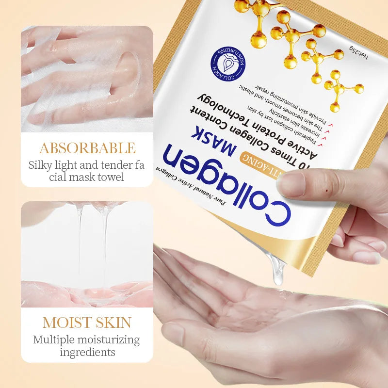 30pcs SADOER Collagen Anti-aging Face Mask Moisturizing Anti-Wrinkle Brightening skincare Sheet Facial Masks Skin Care
