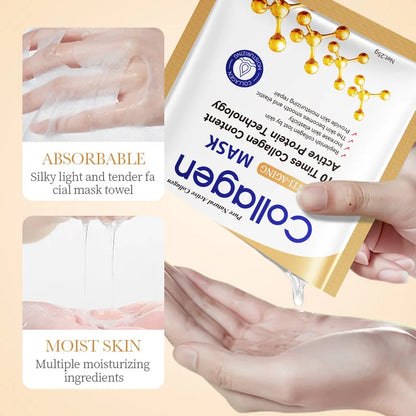30pcs SADOER Collagen Anti-aging Face Mask Moisturizing Anti-Wrinkle Brightening skincare Sheet Facial Masks Skin Care