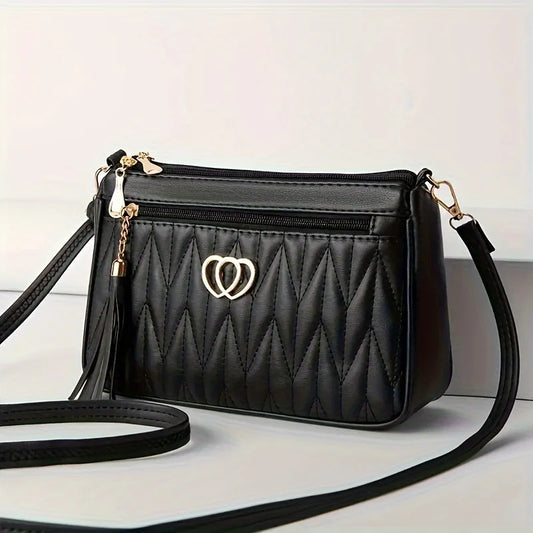 Classic Quilted Crossbody Bag for Women Vintage Synthetic Leather Shoulder Strap, Handbag & Phone Wallet for Everyday Essentials