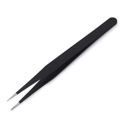 Anit-Static Tweezers, Precision Black DIY Tweezers for Nail Art and Eyelash Extensions Beauty Tools