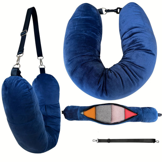 The New Travel U-Pillow Fills with Clothes and Everyday Essentials, Making It Portable, Fast and A Must-have for Flying.