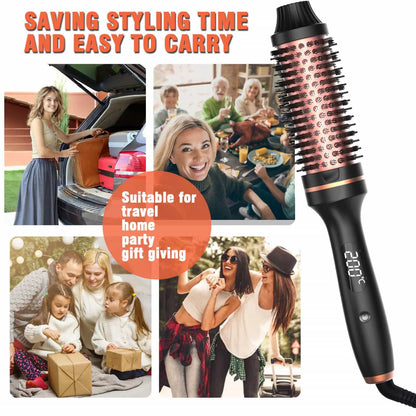 10   Hair Curler Ceramic Curling Iron Anti Scald Double PTC For Women Hot Brush Travel Fast Heating Heated Brush Thermal Brush