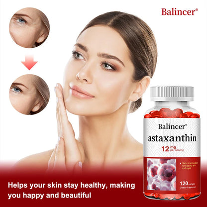 Astaxanthin 12mg - Supports Eye Health, Joint Health, Internal Circulation, Skin Health, Boosts Immunity, Improves Digestion