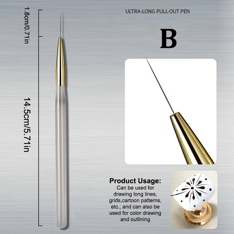 Nail Art Painting Brush Acrylic Lines Pen Watercolor Brushes For UV Gel Flower Butterfly DIY Manicure Design Salon Tool