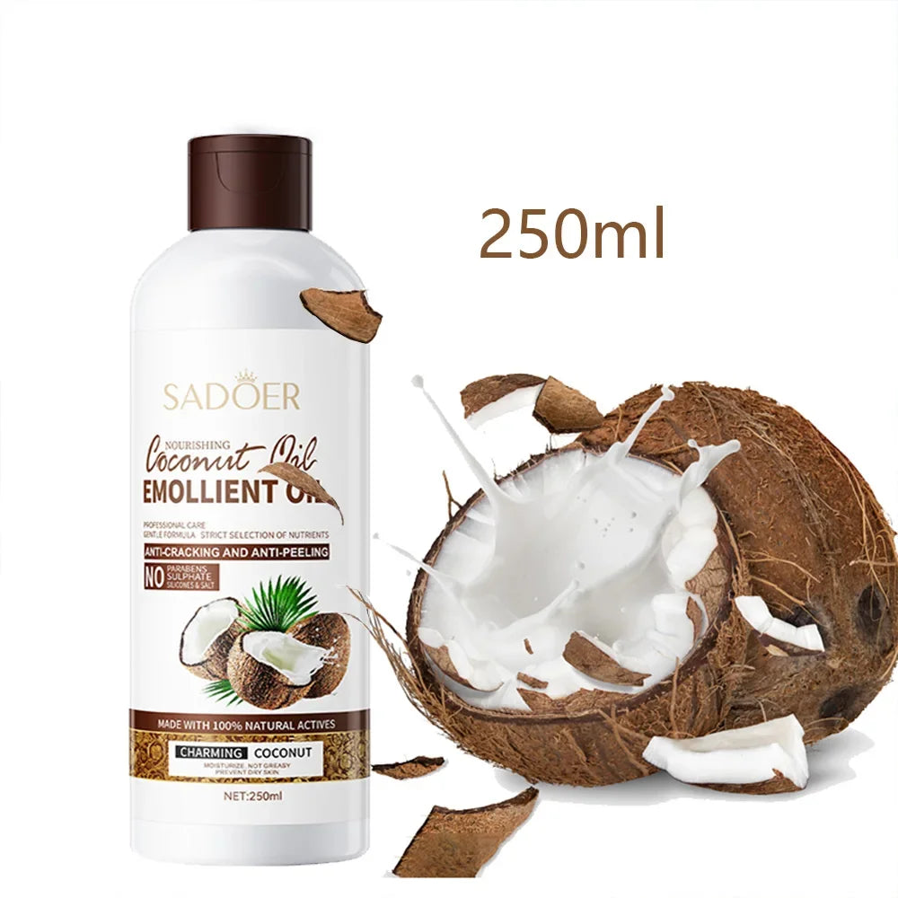 a 250ml Coconut Oil Sooth Dry Skin Lighten Fine Lines Face Massage Oil Nourishes Hair Removes Frizz Hair Care Oil Firming Body