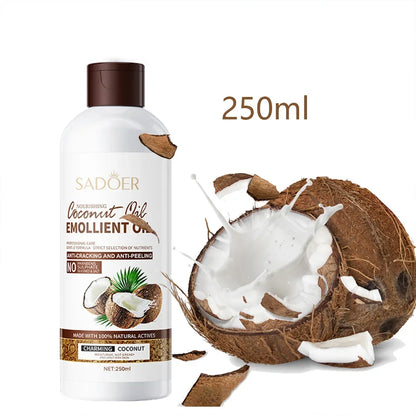 a 250ml Coconut Oil Sooth Dry Skin Lighten Fine Lines Face Massage Oil Nourishes Hair Removes Frizz Hair Care Oil Firming Body