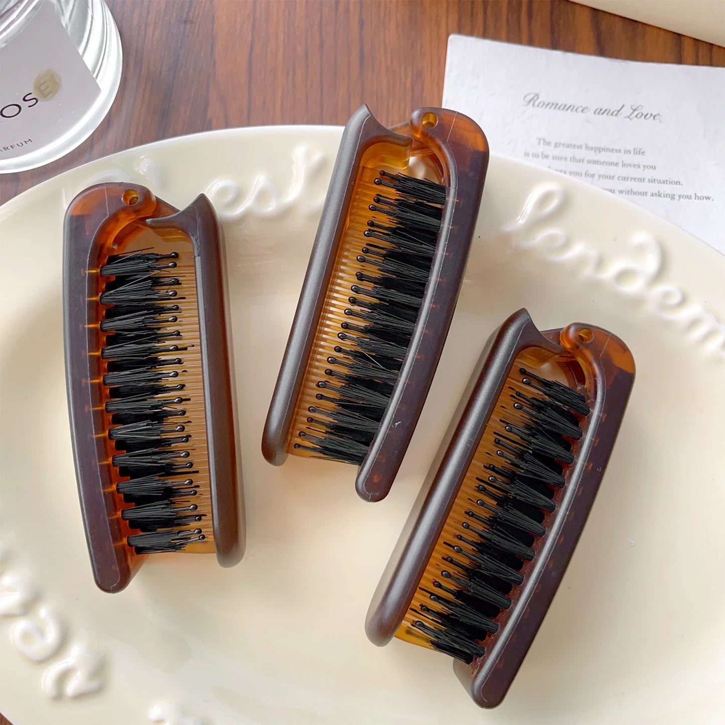 Foldable Hair Comb Double Side Anti Static Head Massager Travel Hair Styling Tool Portable Boar Bristle Hairdressing Salon Brush
