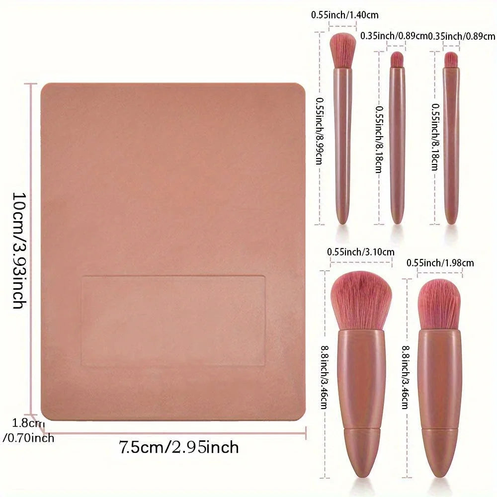 Eye Makeup Brush Set Multi Functional Soft Hair Makeup Tool with Mirror High Beauty Durable Storage Box Wreath Letter Pattern