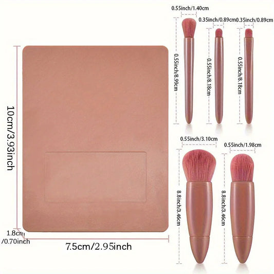 Eye Makeup Brush Set Multi Functional Soft Hair Makeup Tool with Mirror High Beauty Durable Storage Box Wreath Letter Pattern
