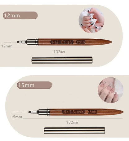 Nail Brush Wood Handle Gel Nail Art Liner DIY Painting Brush Drawing Lines Stripe Flower Painting Pen UV Gel Manicure Salon Tool