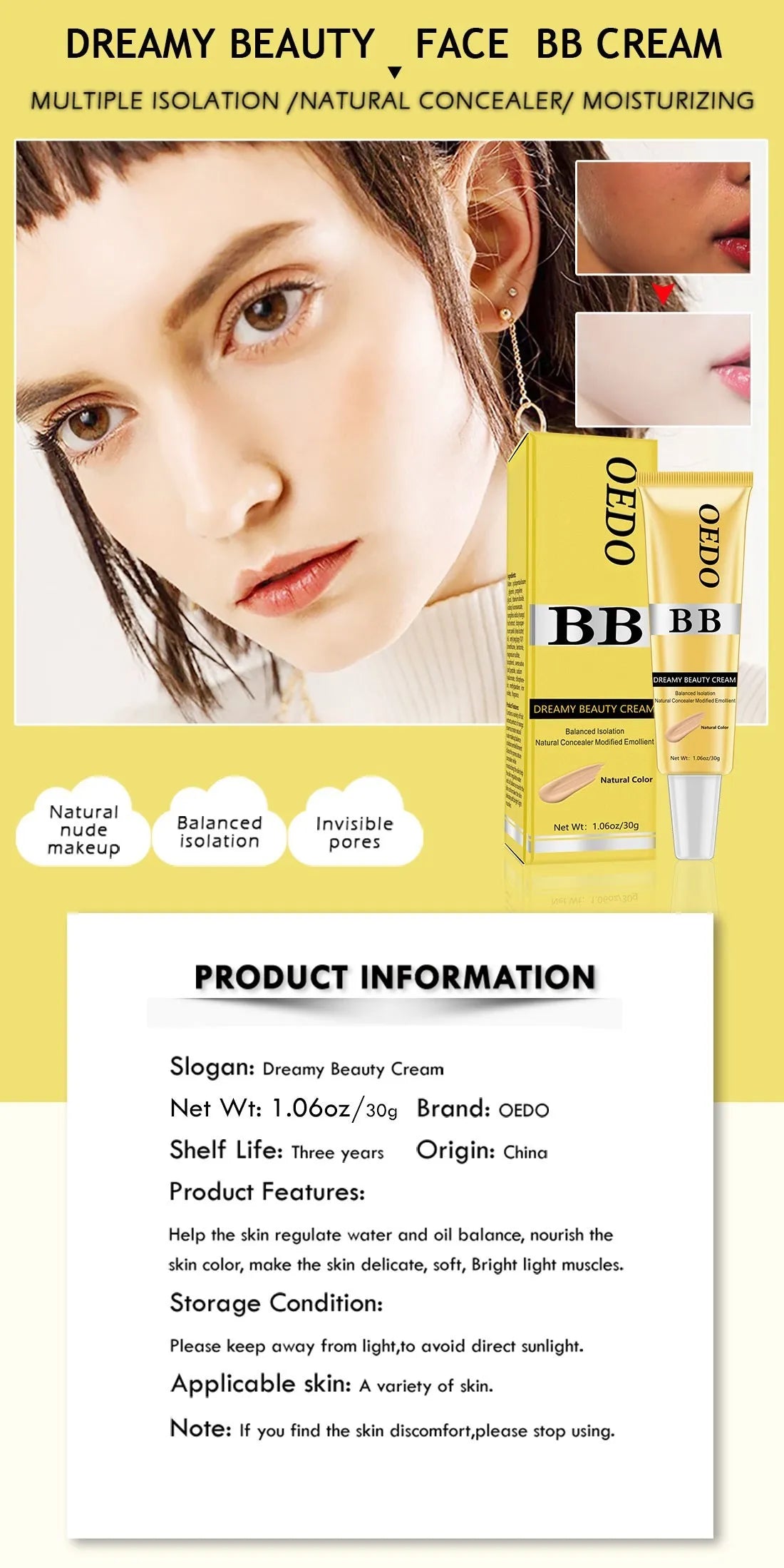 Dreamy Beauty Makeup BB Cream – Concealer + Sun Block
