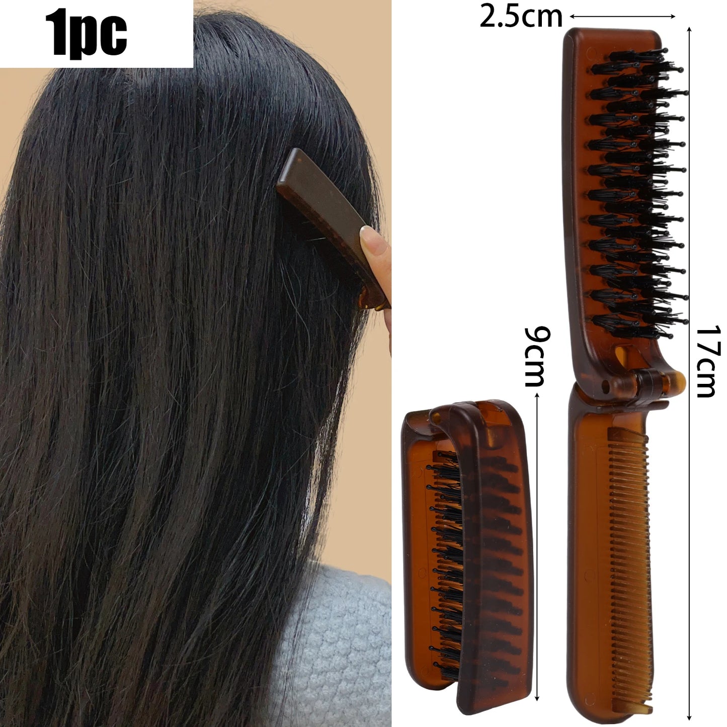 Foldable Hair Comb Double Side Anti Static Head Massager Travel Hair Styling Tool Portable Boar Bristle Hairdressing Salon Brush