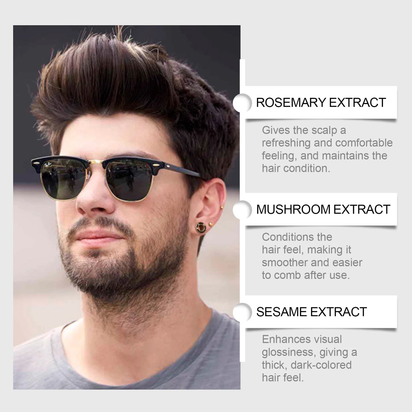 Men Hair Dye Shampoo 3 in 1 for Gray White Hair Coverage Natural Herbal Ingredient Brown Hair Coloring Black Beard Color Shampoo
