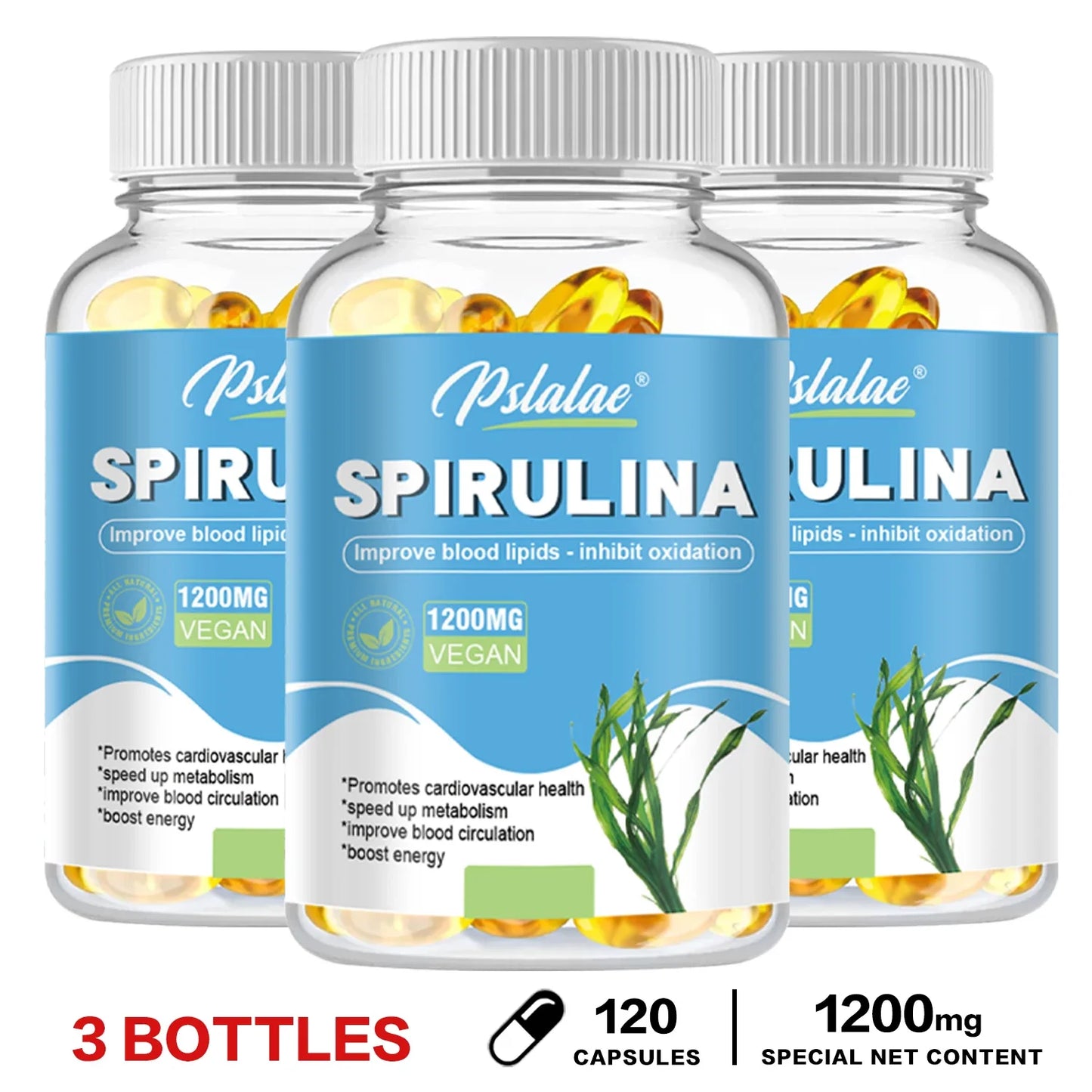 Organic Spirulina Capsules - Cardiovascular Health Eye &Brain Health, Antioxidant
