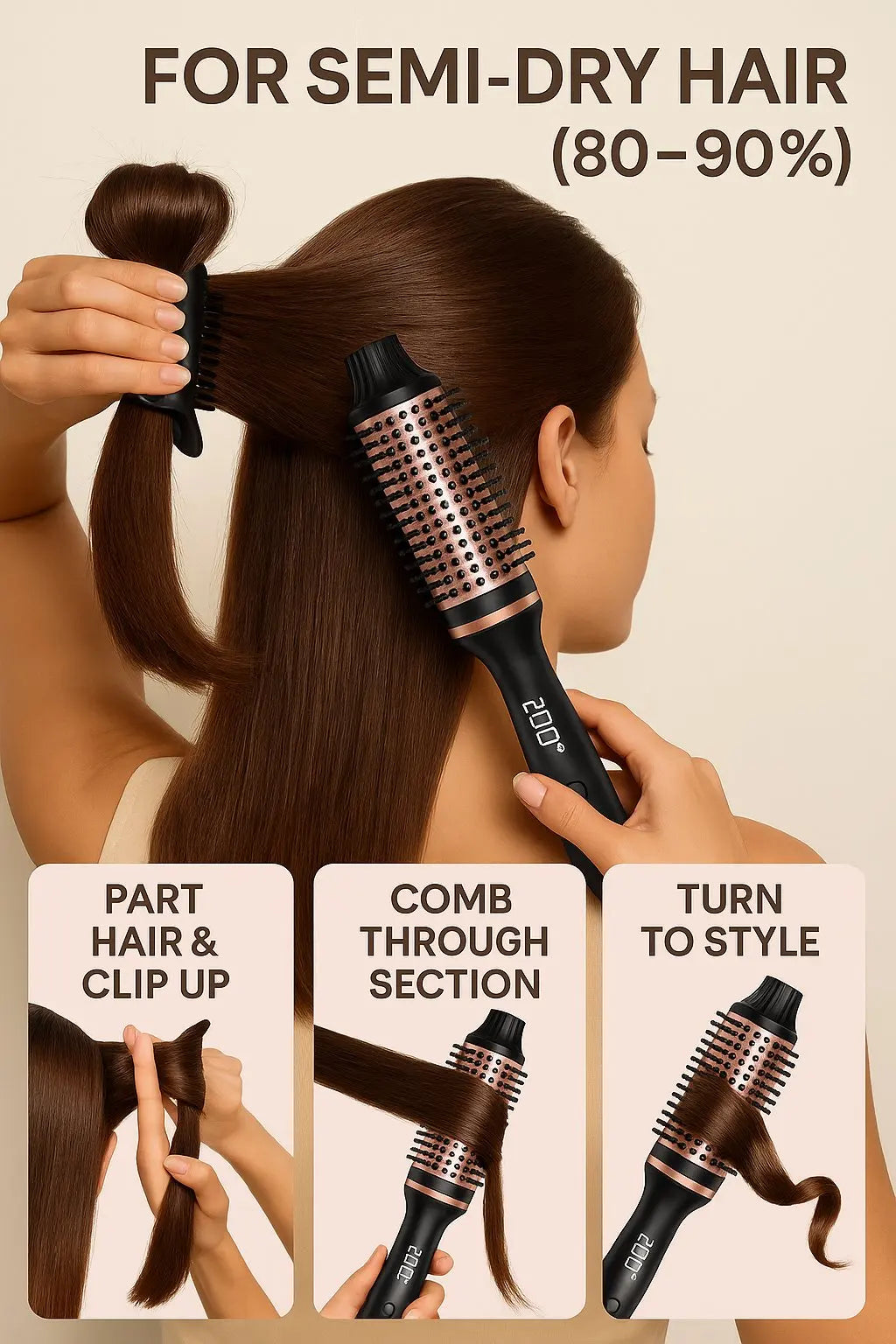 10   Hair Curler Ceramic Curling Iron Anti Scald Double PTC For Women Hot Brush Travel Fast Heating Heated Brush Thermal Brush