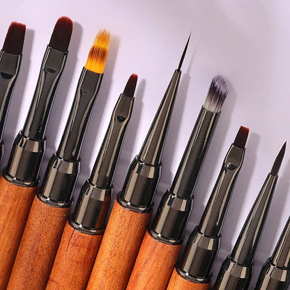 Nail Art Brush Sandalwood Lines Drawing Painting Phototherapy Gradient Sweeping Specific Pen UV Gel Liner Brush Manicure Tools