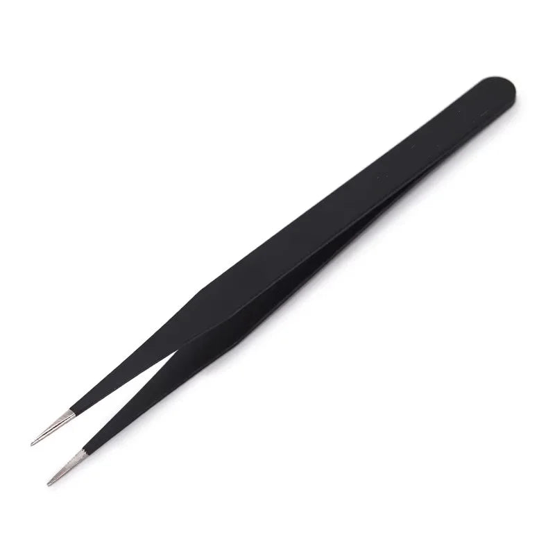 Anit-Static Tweezers, Precision Black DIY Tweezers for Nail Art and Eyelash Extensions Beauty Tools