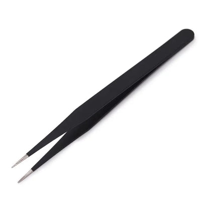Anit-Static Tweezers, Precision Black DIY Tweezers for Nail Art and Eyelash Extensions Beauty Tools