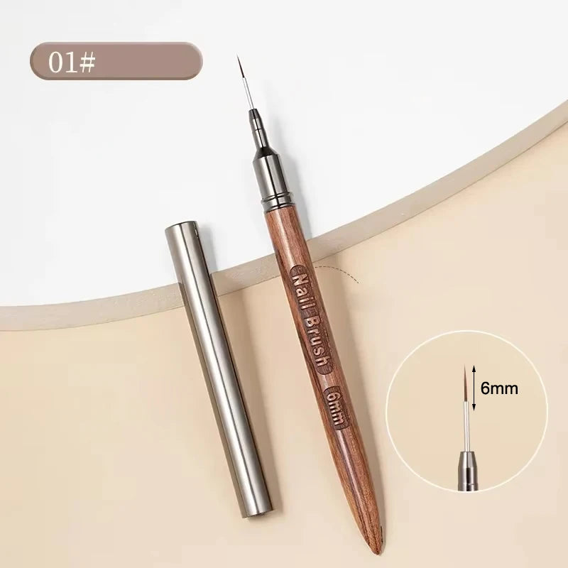 Nail Brush Wood Handle Gel Nail Art Liner DIY Painting Brush Drawing Lines Stripe Flower Painting Pen UV Gel Manicure Salon Tool