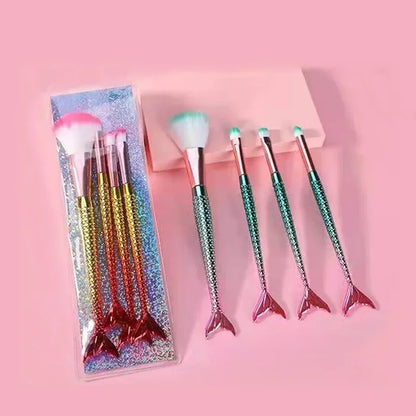4pcs Professional Mermaid Makeup Brushes Set Eye Shadow Eyeliner High Quality Beauty Makeup Brush Tools Eyebrow Beauty Tools Kit