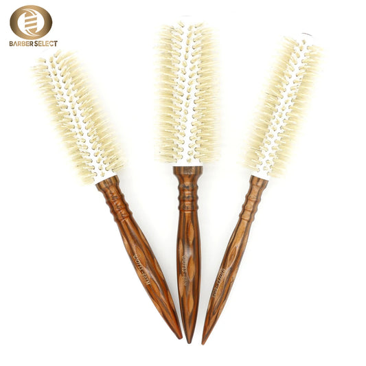 3 Size Salon Hair Curls Brush Antistatic Wooden Hair Round Brush For Hairdressing Nylon And Bamboo Fibre Barber Brushes