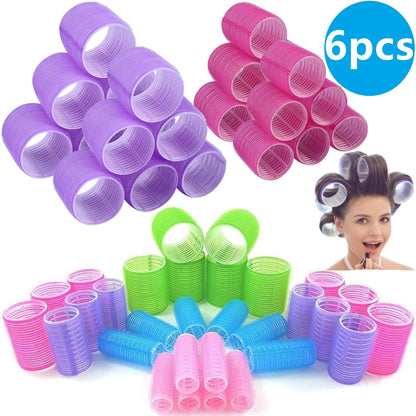 Self-Grip Hair Rollers Heatless Hair Curlers No Heat Hair Bang Volume Self-adhesive Hook &amp Loop DIY Styling Tool Random Color