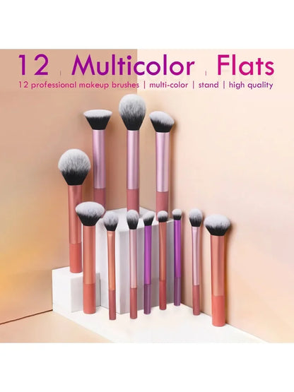 12pcs Makeup Brush Kit Soft Synthetic Hair Make Up Brushes Foundation Blush Eyeshadow Cosmetic Makeup Tools