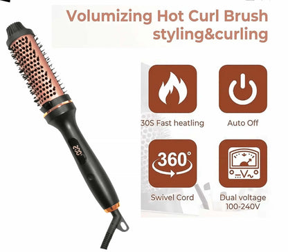 10   Hair Curler Ceramic Curling Iron Anti Scald Double PTC For Women Hot Brush Travel Fast Heating Heated Brush Thermal Brush
