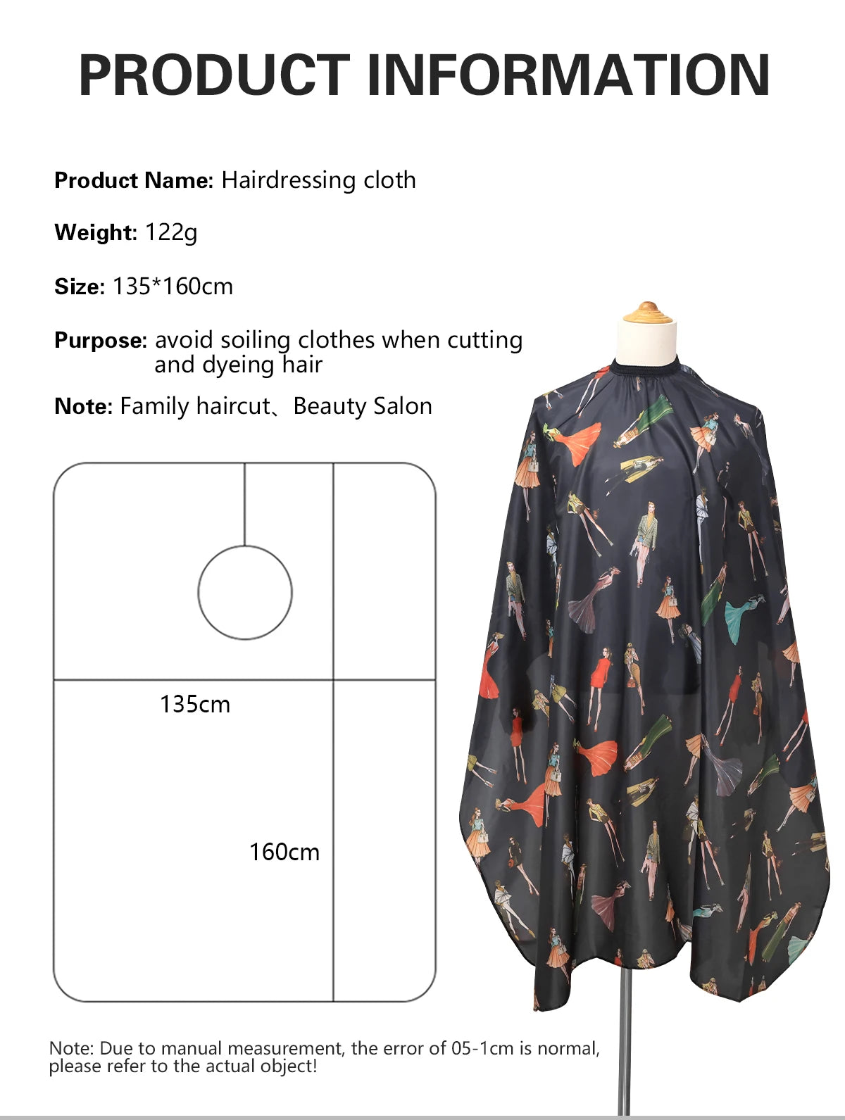 Barbershop Hairdressing Coat Waterproof Adjustable Gown Anti-static Buckle Haircut Cloth Barber Cape Tool