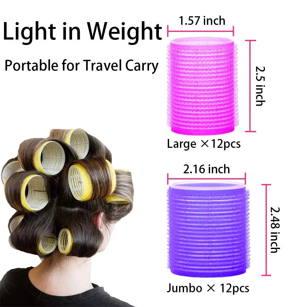 Self-Grip Hair Rollers Heatless Hair Curlers No Heat Hair Bang Volume Self-adhesive Hook &amp Loop DIY Styling Tool Random Color
