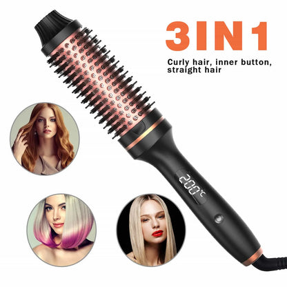 10   Hair Curler Ceramic Curling Iron Anti Scald Double PTC For Women Hot Brush Travel Fast Heating Heated Brush Thermal Brush