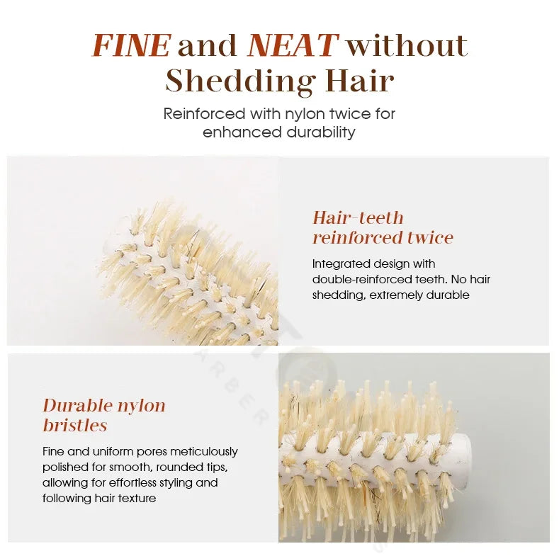 3 Size Salon Hair Curls Brush Antistatic Wooden Hair Round Brush For Hairdressing Nylon And Bamboo Fibre Barber Brushes