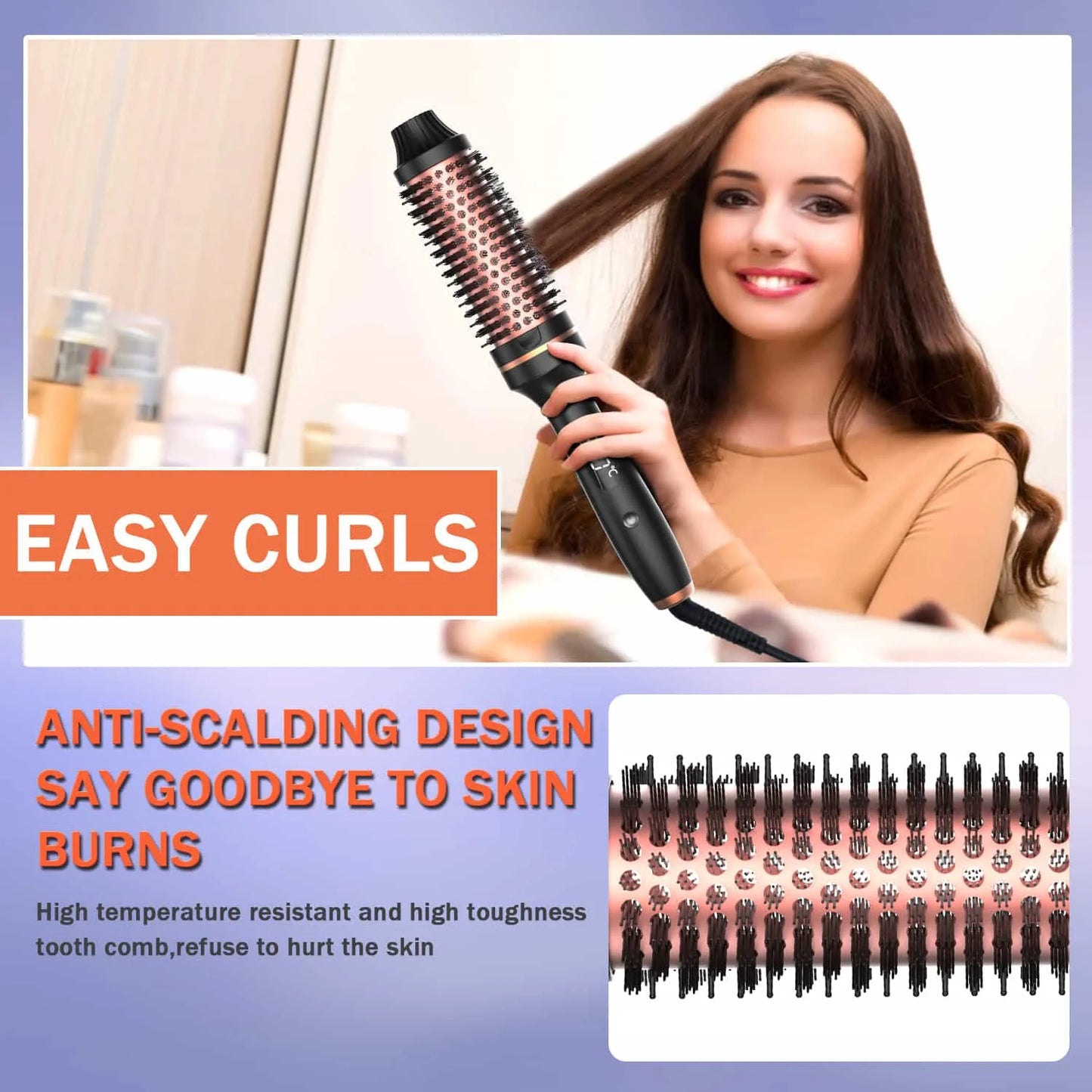 10   Hair Curler Ceramic Curling Iron Anti Scald Double PTC For Women Hot Brush Travel Fast Heating Heated Brush Thermal Brush