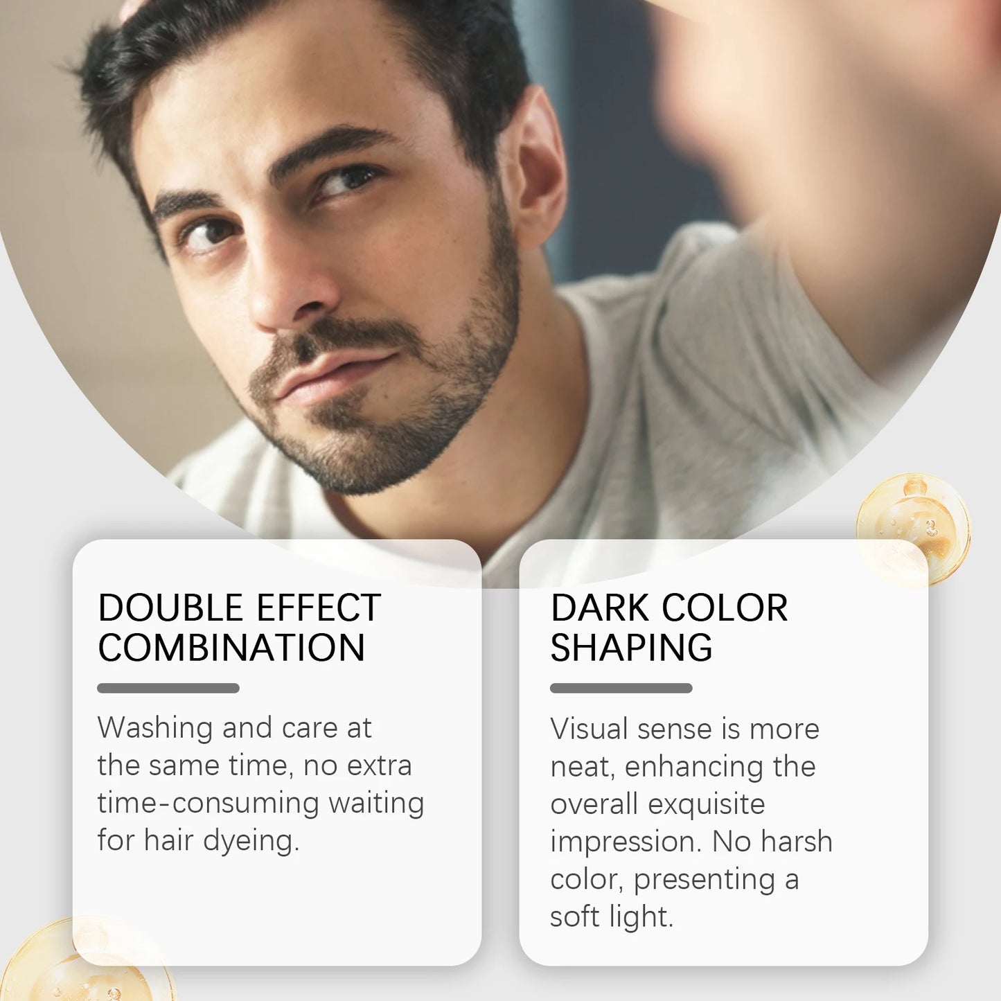 Men Hair Dye Shampoo 3 in 1 for Gray White Hair Coverage Natural Herbal Ingredient Brown Hair Coloring Black Beard Color Shampoo