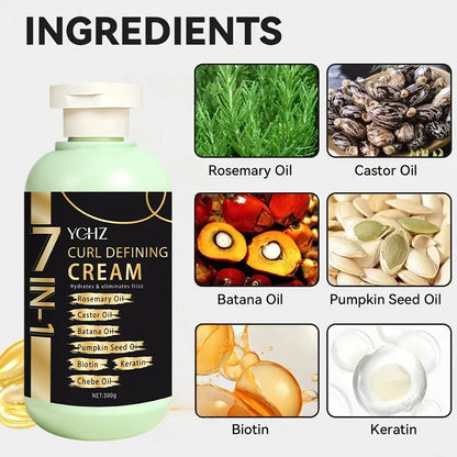 Curly Hair Care Cream, Deeply Moisturizing and Long-Lasting, Suitable for Wavy and Curly Hair, Protects Permed and Curled Hair, Enhances Cream, Suitable for All Hair Types