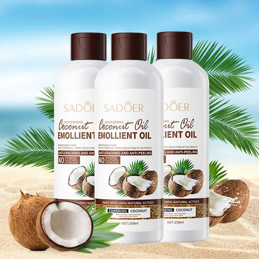 a 250ml Coconut Oil Sooth Dry Skin Lighten Fine Lines Face Massage Oil Nourishes Hair Removes Frizz Hair Care Oil Firming Body