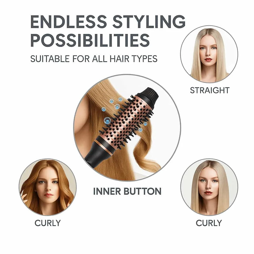 10   Hair Curler Ceramic Curling Iron Anti Scald Double PTC For Women Hot Brush Travel Fast Heating Heated Brush Thermal Brush