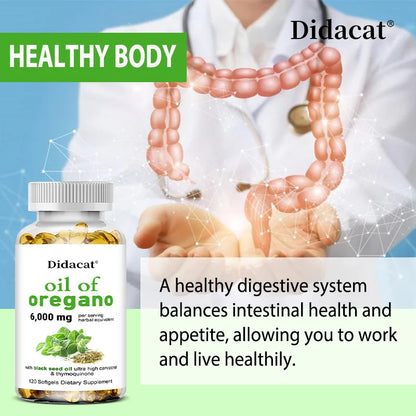 Oregano oil softgels for intestinal health, antioxidant, digestive health, immune support
