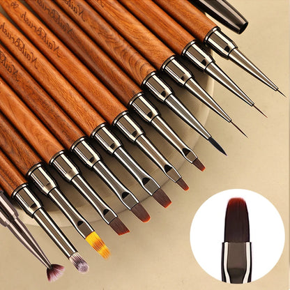 Nail Art Brush Sandalwood Lines Drawing Painting Phototherapy Gradient Sweeping Specific Pen UV Gel Liner Brush Manicure Tools
