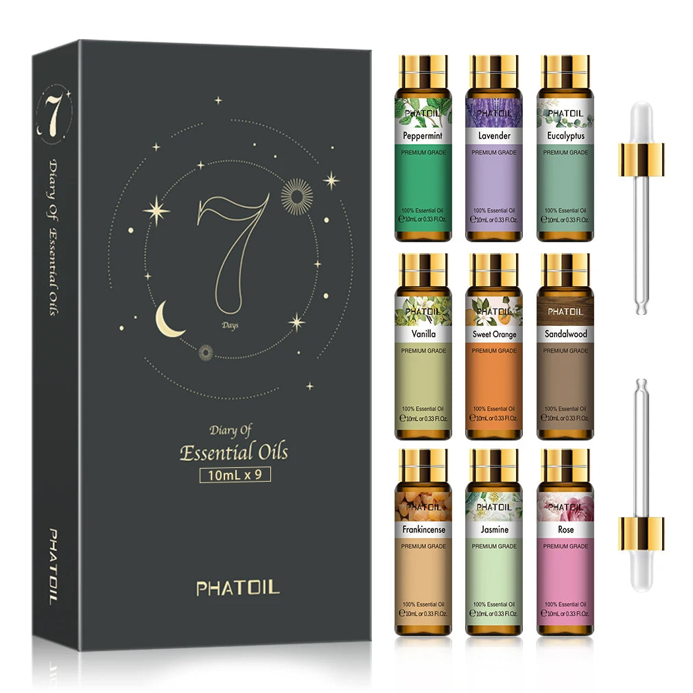 9pcs Essential Oils Set 10ml Pure Natural Gift Set Kit for HumidifIer Diffuser Candles making DIY Soap Aroma Oil for Skin Care