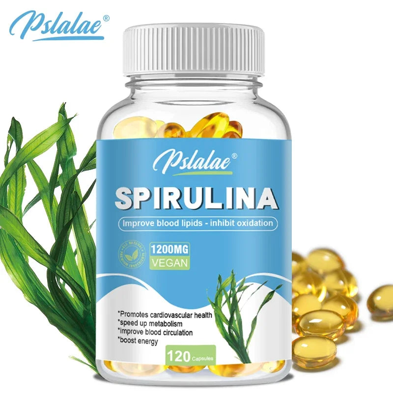 Organic Spirulina Capsules - Cardiovascular Health Eye &Brain Health, Antioxidant