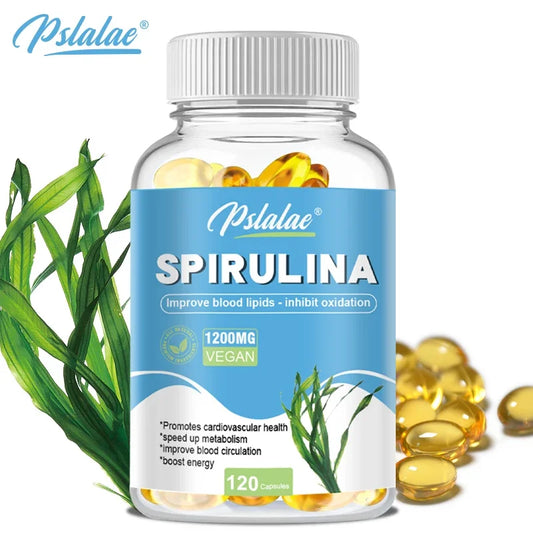 Organic Spirulina Capsules - Cardiovascular Health Eye &Brain Health, Antioxidant