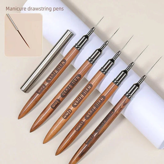 Nail Brush Wood Handle Gel Nail Art Liner DIY Painting Brush Drawing Lines Stripe Flower Painting Pen UV Gel Manicure Salon Tool