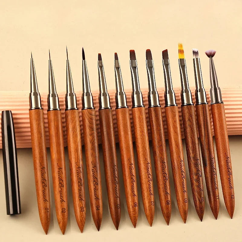 Nail Art Brush Sandalwood Lines Drawing Painting Phototherapy Gradient Sweeping Specific Pen UV Gel Liner Brush Manicure Tools