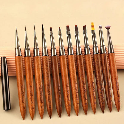 Nail Art Brush Sandalwood Lines Drawing Painting Phototherapy Gradient Sweeping Specific Pen UV Gel Liner Brush Manicure Tools