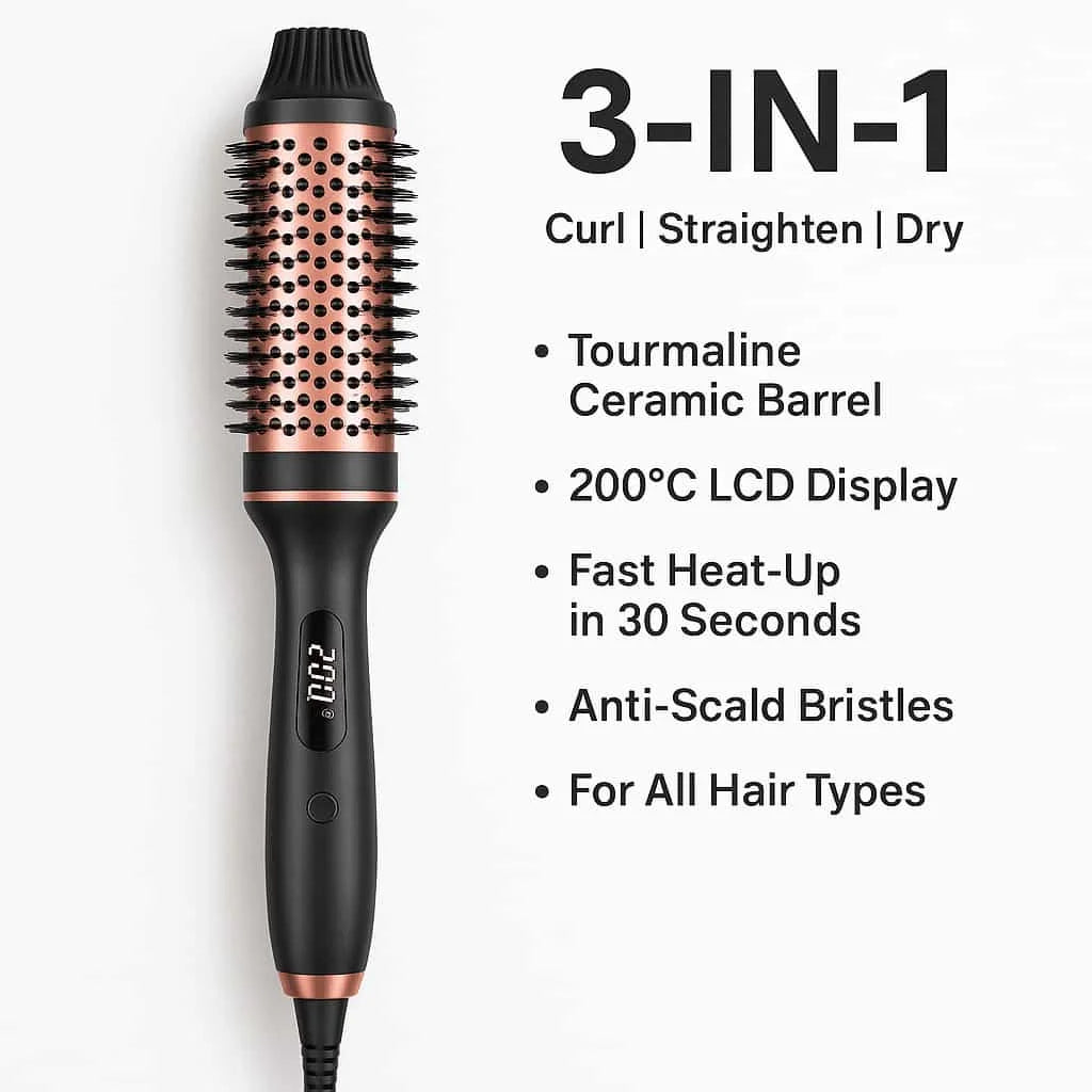 10   Hair Curler Ceramic Curling Iron Anti Scald Double PTC For Women Hot Brush Travel Fast Heating Heated Brush Thermal Brush