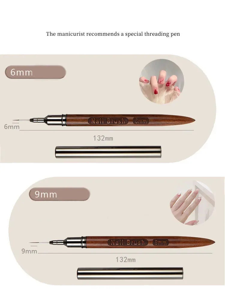 Nail Brush Wood Handle Gel Nail Art Liner DIY Painting Brush Drawing Lines Stripe Flower Painting Pen UV Gel Manicure Salon Tool
