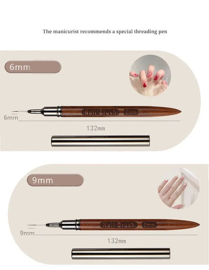 Nail Brush Wood Handle Gel Nail Art Liner DIY Painting Brush Drawing Lines Stripe Flower Painting Pen UV Gel Manicure Salon Tool