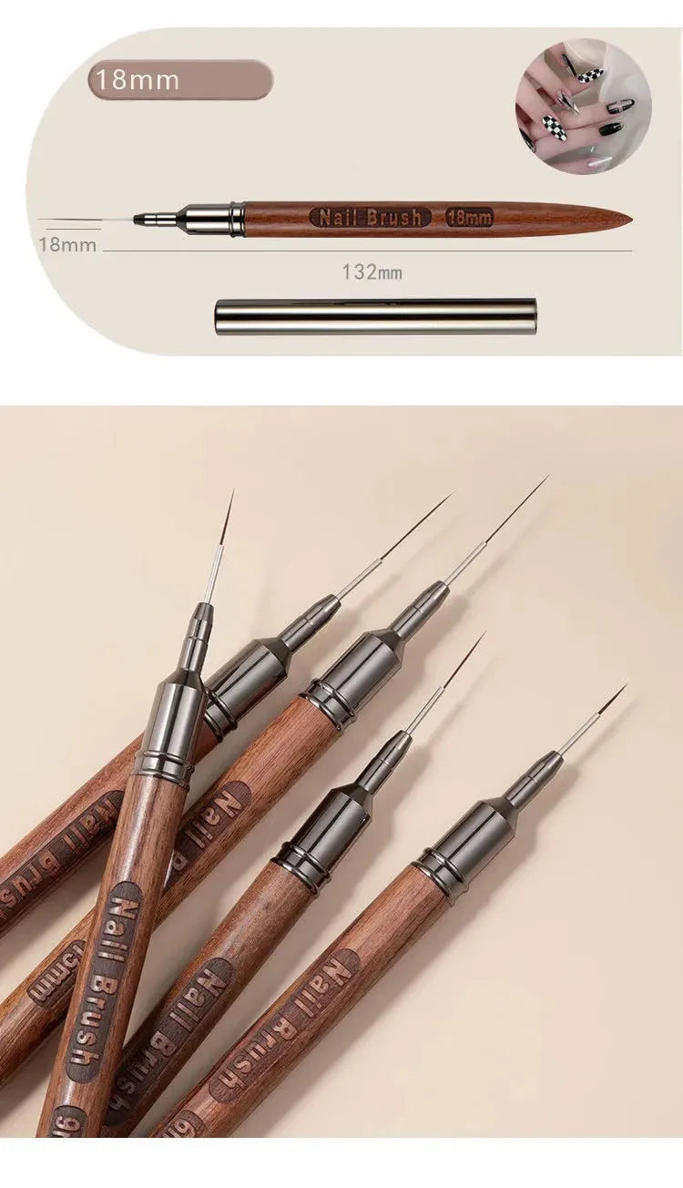 Nail Brush Wood Handle Gel Nail Art Liner DIY Painting Brush Drawing Lines Stripe Flower Painting Pen UV Gel Manicure Salon Tool