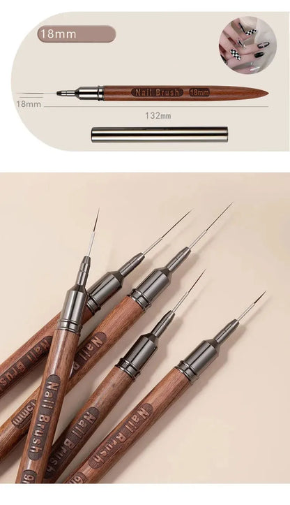 Nail Brush Wood Handle Gel Nail Art Liner DIY Painting Brush Drawing Lines Stripe Flower Painting Pen UV Gel Manicure Salon Tool